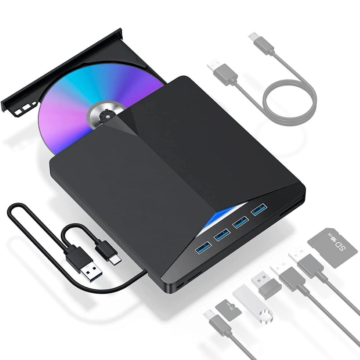 Slim External CD DVD Drive USB 3.0 Reader Writer Burner Player For Laptop