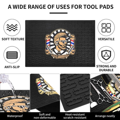Non-Slip barber mats for clippers, Flexible Rubber Barber C 17.7x11.8, Black