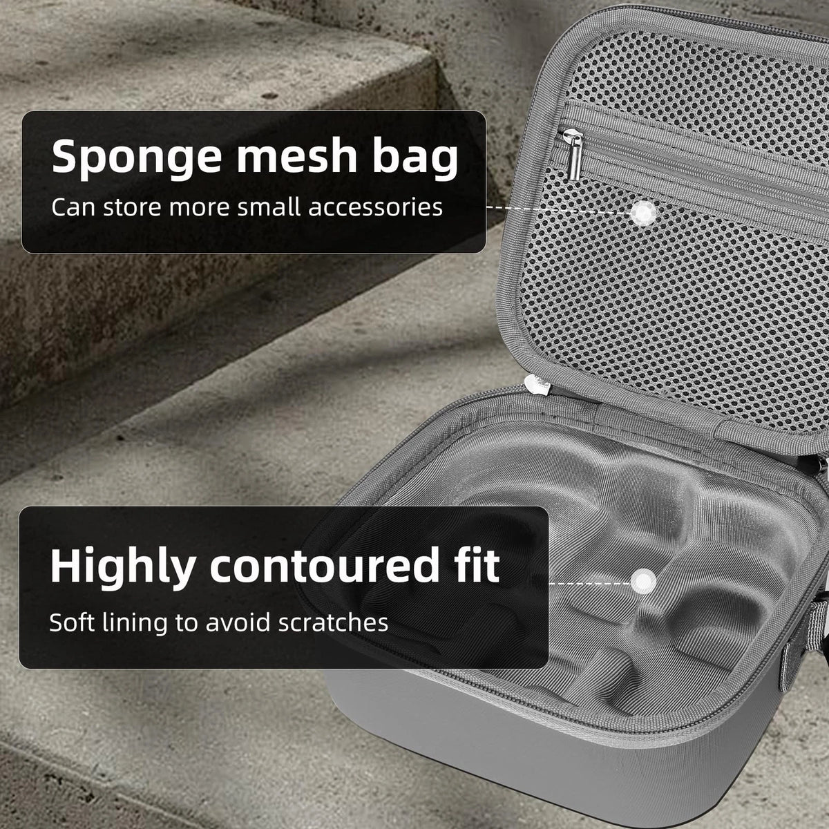 AuyKoo Storage Bag for DJI Neo 2，Portable Travel Hard Shell PU Small, Gray