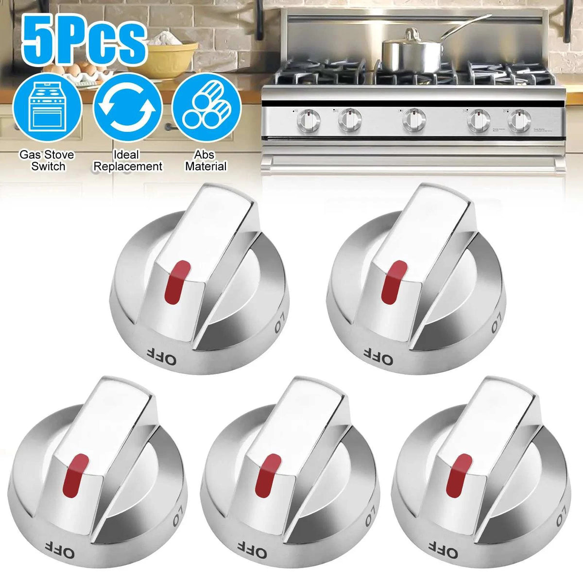 5Pcs DG64-00473A Gas Stove Top Burner Dial Knob Range Oven For Samsung