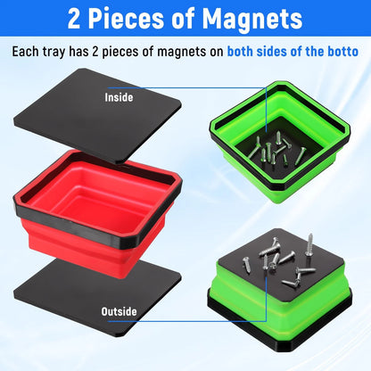 4 Pcs Foldable Magnetic Parts Tray, 4.25 Inch Square Silicone Tool...