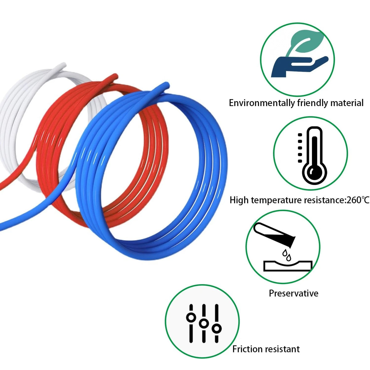 3D Printer Bowden Tube 2M, PTFE Teflon Tubing with high White