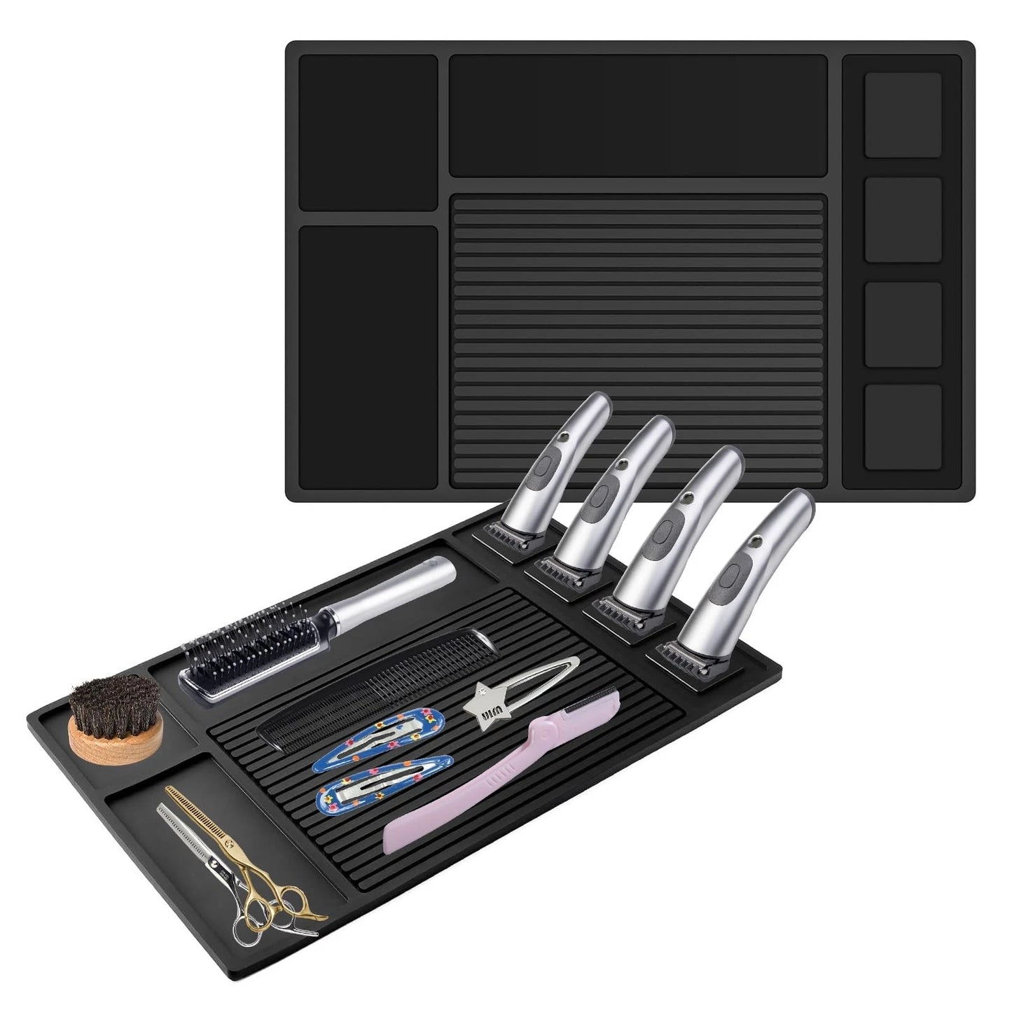 Adevar Magnetic Barber Mat for Clippers,Barber Station Organizer Black