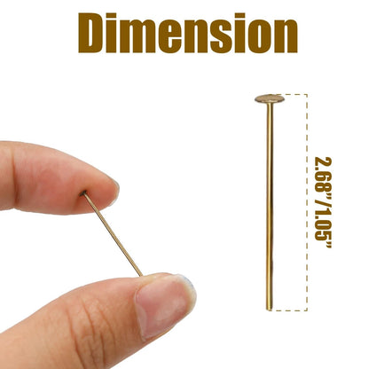 100pcs 1"/ 26mm Antique Chandelier Pins, Flat Head Pin Replacement Brass