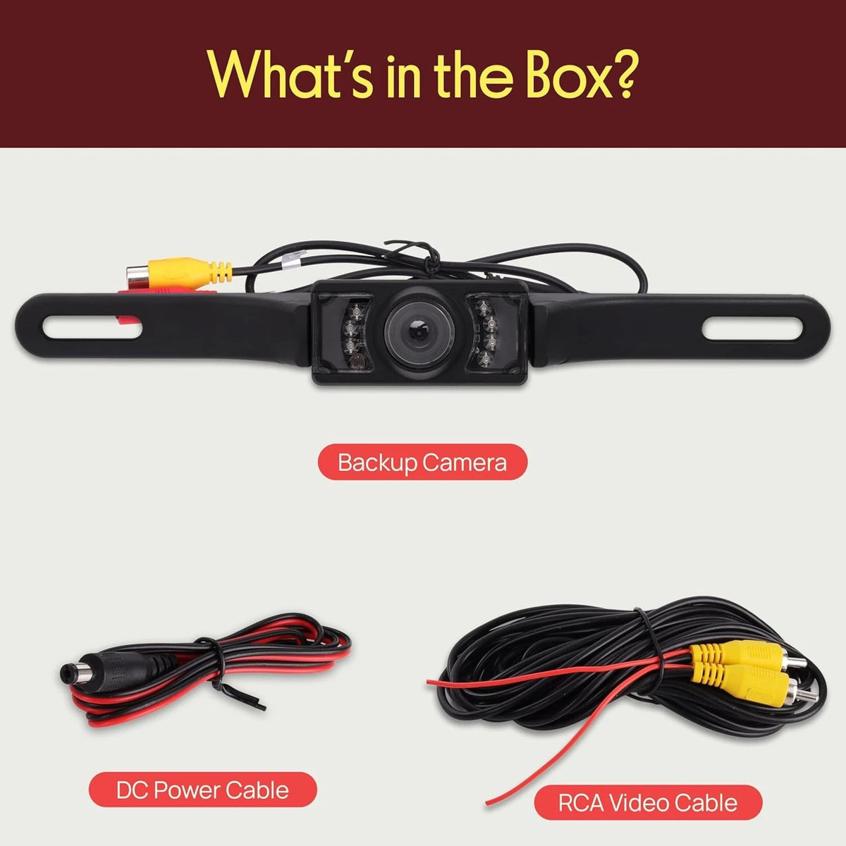 Pyle License Plate Rearview Mirror Cam,1080p Full HD Waterproof Rear Black