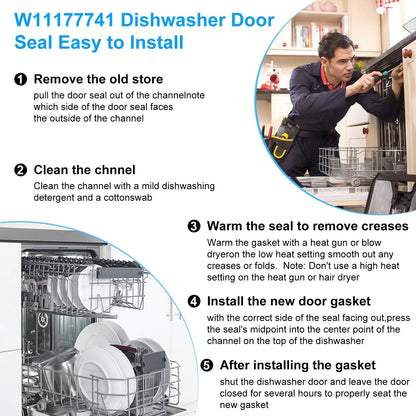 UPGRADED W11177741 Dishwasher Gasket Door Seal Compatible with Whirlpool...