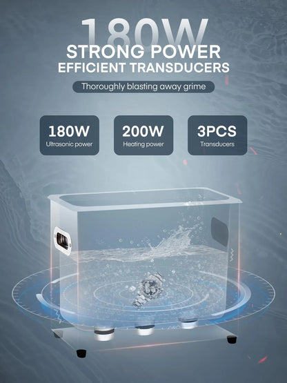 Ultrasonic Cleaner with Heater and Timer, Stainless Steel 6.5L, Silver