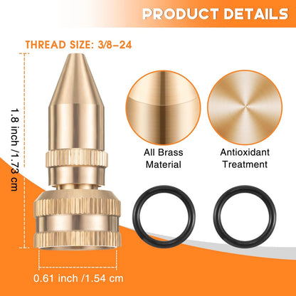 Feekoon 2 Pack Brass Adjustable Nozzle 3/8-24, as the picture shown