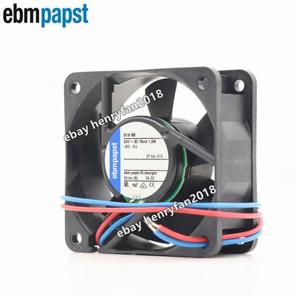 Ebmpapst 614NN Axial Fan 24VDC 75mA 1.8W 5100RPM 60*60*25mm Cooling Fan