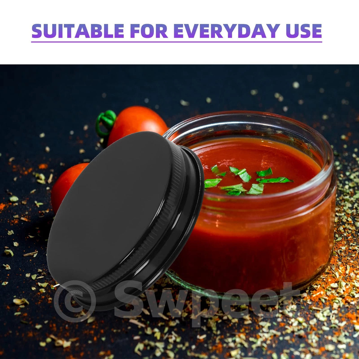 Swpeet 15 Packs 2 oz - 60ML Transparent Glass Jar with Black Lid 60ML,