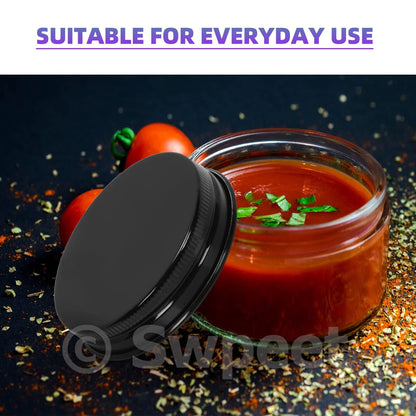 Swpeet 15 Packs 2 oz - 60ML Transparent Glass Jar with Black Lid 60ML,
