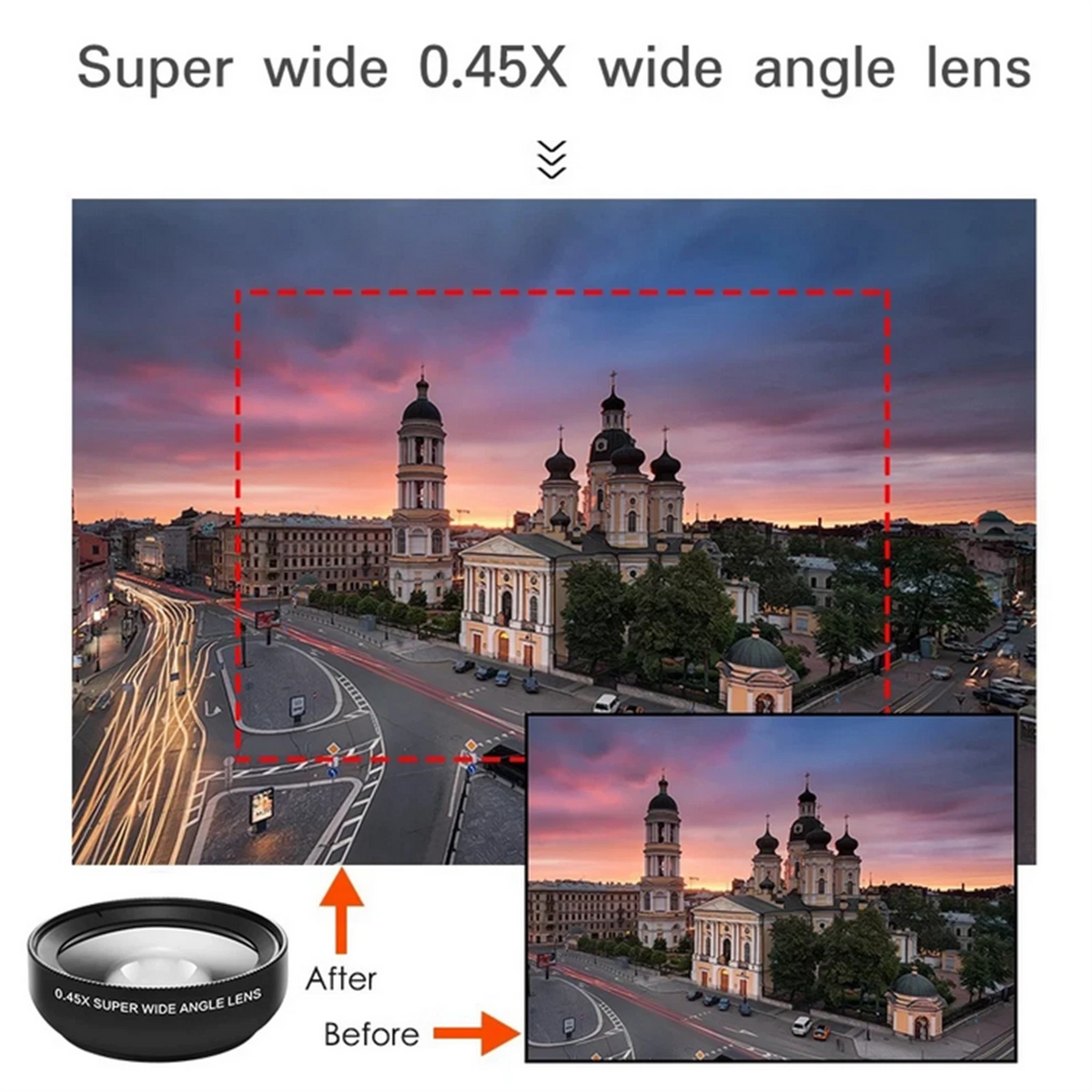 2 in 1 Mobile Phone Lens 0.45X Wide Angle Len & 10X Macro HD Camera Lens
