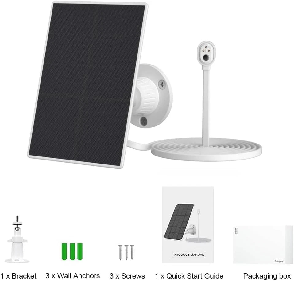 6V Solar Panel Charger for Arlo Go 2/ Pro 3/5S 2K/Pro 4/Ultra 2/Ultra White