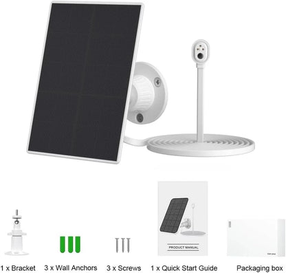 6V Solar Panel Charger for Arlo Go 2/ Pro 3/5S 2K/Pro 4/Ultra 2/Ultra White