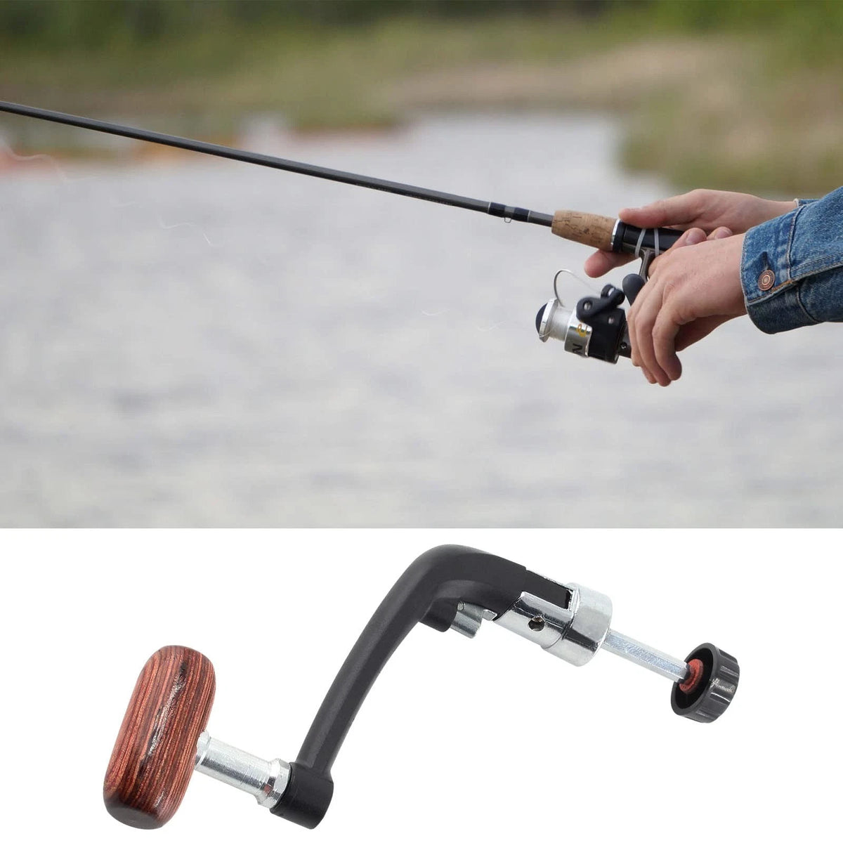 Jiozermi 2 Pcs Fishing Reel Power Handle, Rotary Small, Black