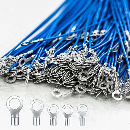 320Pcs Non Insulated Ring Fork Copper Crimp Sleeves 10 Sizes For Automotive Car