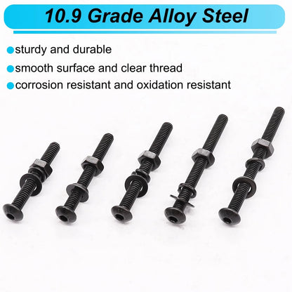 220PCS Black M4 Button Head Hex Socket Cap x 30/35/40/45/50mm,
