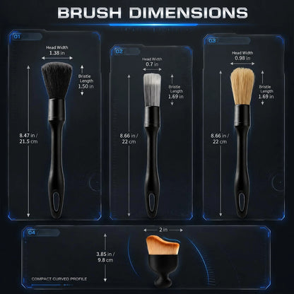 7PCS Car Detailing Brush Set, Ultra Soft Boars Bristles Interior...