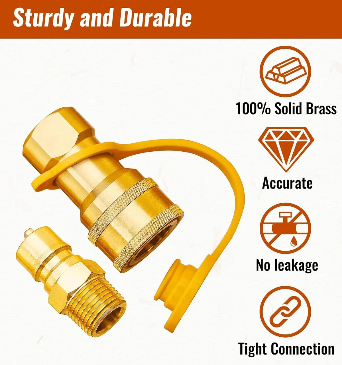 1/2” Gas Quick Connect Kit, LP Disconnect Connector & Male...