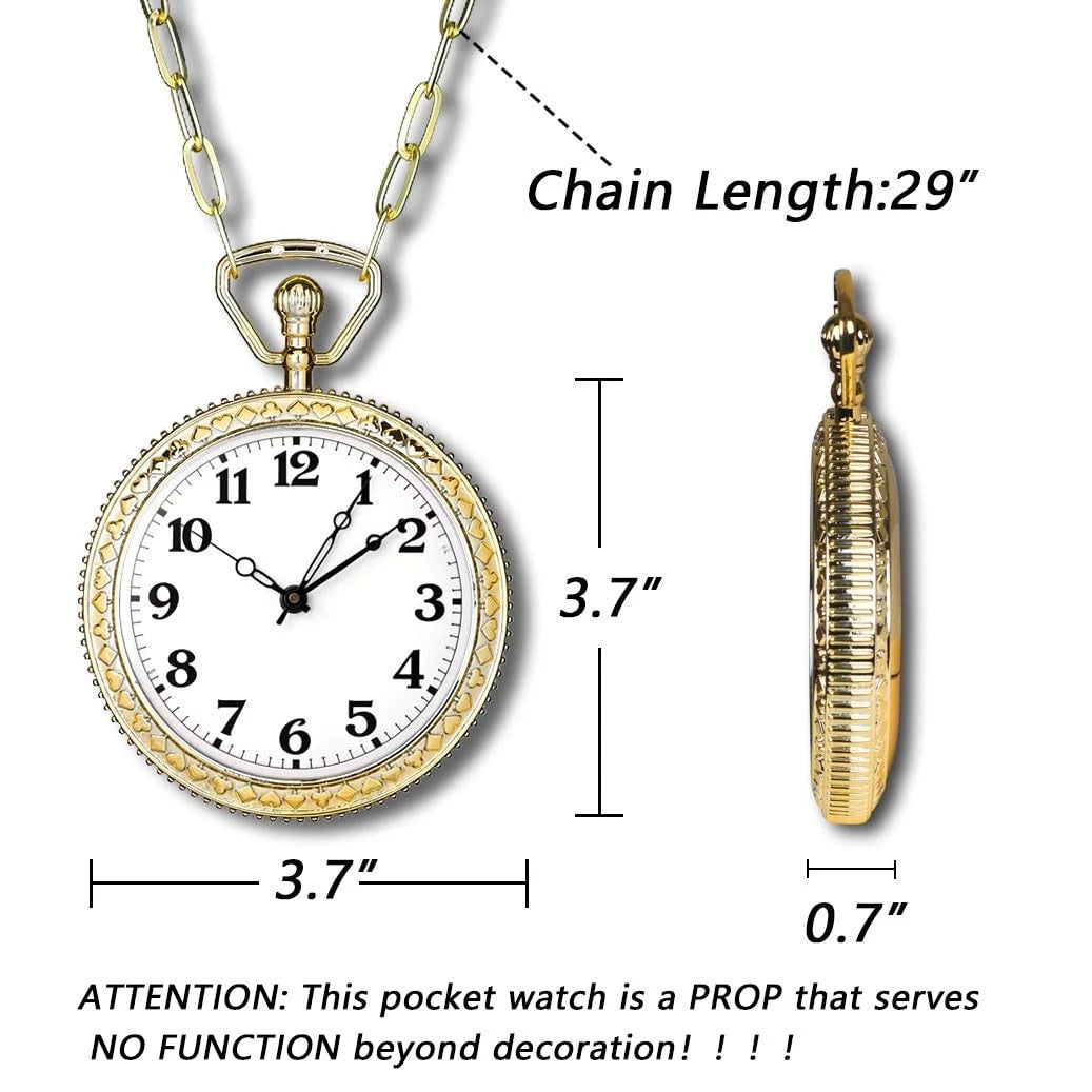 Honcloud 3.7 Inches Diameter Gold Prop Pocket Watch for Red Halloween