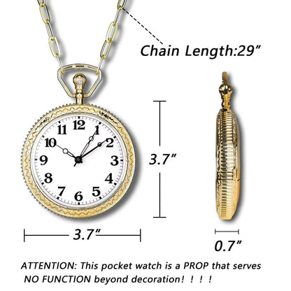 Honcloud 3.7 Inches Diameter Gold Prop Pocket Watch for Red Halloween