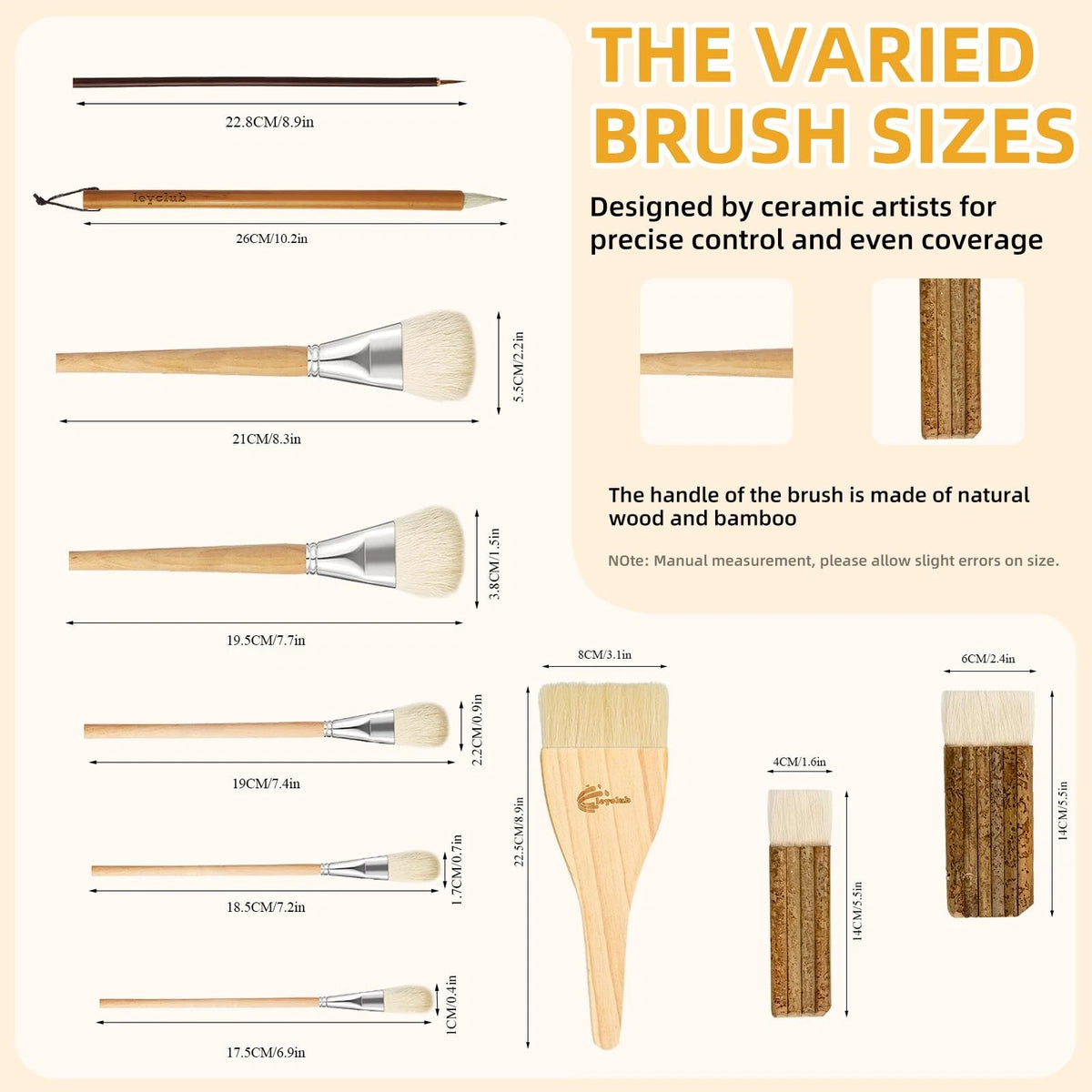 Glaze Brushes Pottery Tools,10 PCS Painting Ceramic Brush Set, 10pcs