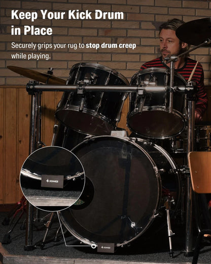 Donner Bass Drum Anchor, Kick Stopper, Anti-Slip Accessory, Black