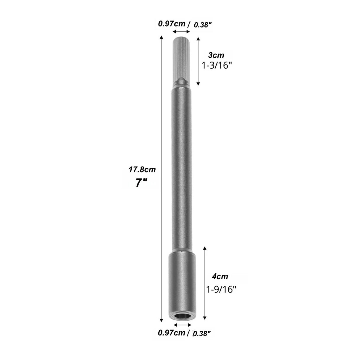 7 Inch Extension Rod Tool for 9.7mm Round Shaft Drill with Set Screws Hex Key