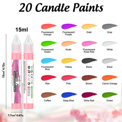 FansArriche Candle Paint, 20 Colors Wax Pen Set for 20