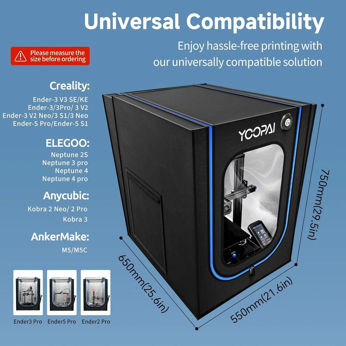 3D Printer Enclosure with Ventilation 3-Medium Kit, Black