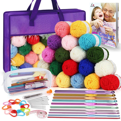 Aeelike Crochet Kit for Beginners Adults, Complete Set, Purple