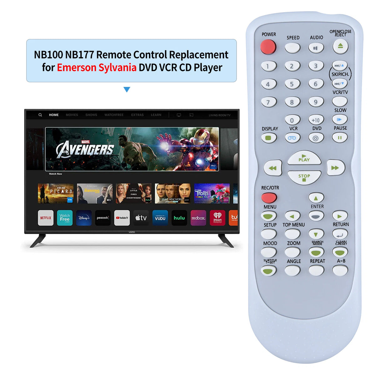 NB177 Remote Control For Sylvania DVD VCR Player DVC865F DVC865G SRDD495