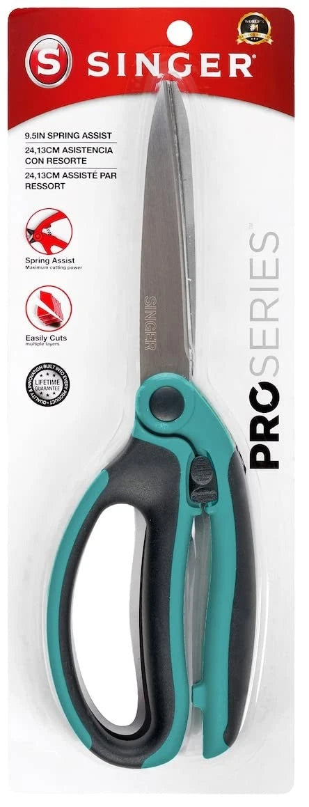 SINGER 00565 9-1/2-Inch ProSeries Spring Assist Scissor with 1-Pack, Teal