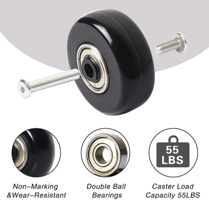 FLIHONST45*18mm Precision Ball Bearing Wheel Luggage Suitcase Small, black