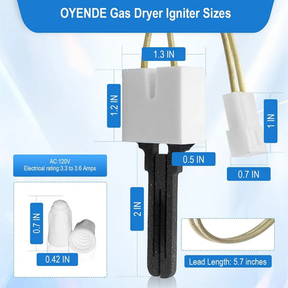 Gas Dryer Igniter, for Maytag Parts Whirlpool White and black
