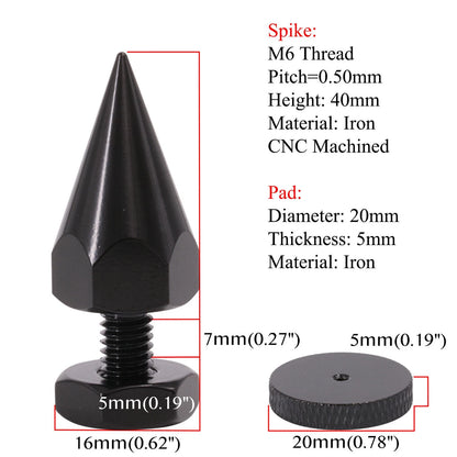 4Pack Iron AMP Studio Monitor Stand Feet/Base M6 Thread Speaker Isolation Spike