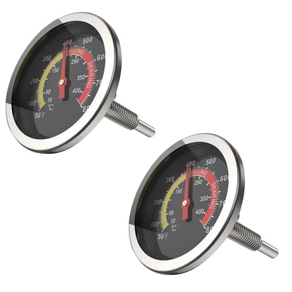 BBQ Smoker Temperature Gauge 2 Pack Thermometer 50F 800F Metal Dial for Grill