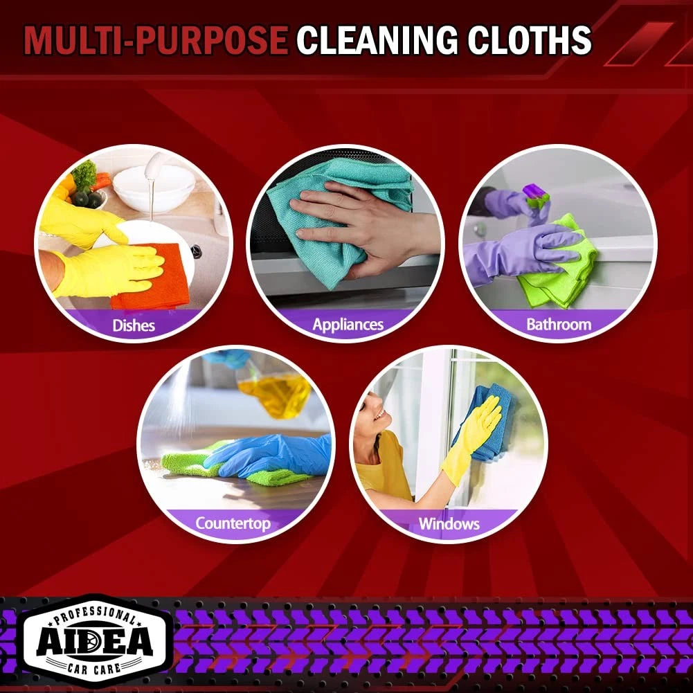 AIDEA Microfiber Cleaning Cloth-50PK, 50PK, Yellow Blue Green