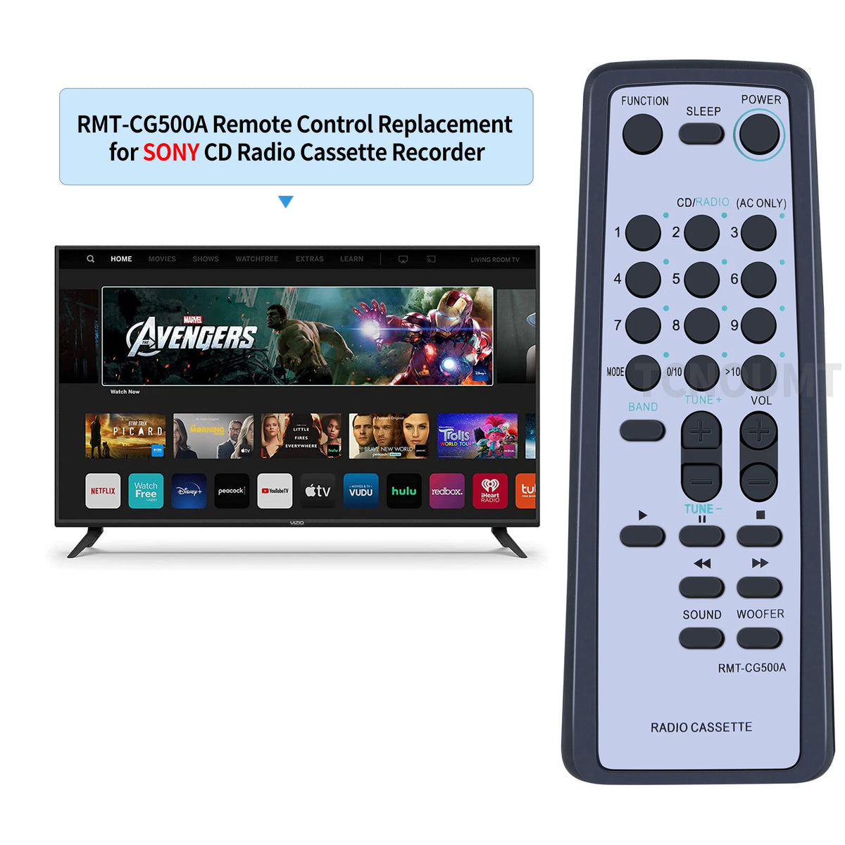 RMT-CG500A Remote Control For Sony Radio Cassette Recorder CFD-G500 CFD-G505