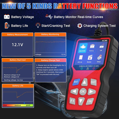 OBD2 Scanner Professional, Car Diagnostic Tool with Live Data & Battery...