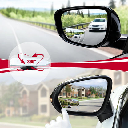 LivTee Blind Spot Car Mirror, HD Glass Frameless Adhesive Mount, Wedge-Shaped