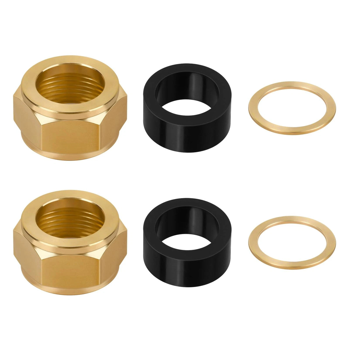 Sight Glass Steamer Parts 5/8" ID Gaskets, Washers, Brass Nuts Black, Gold