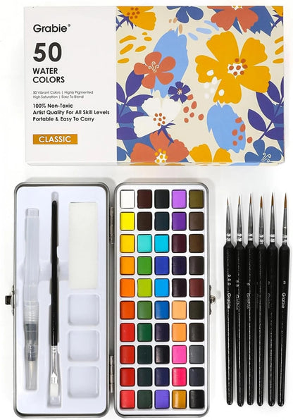 Grabie 50 Colors Watercolor Paint Set, 12.5 Ounce (Pack of 1), 50