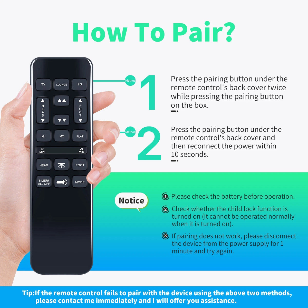 For Richmat HJH55 Model C144980H550123 Adjustable Bed Remote for Mattress Firm