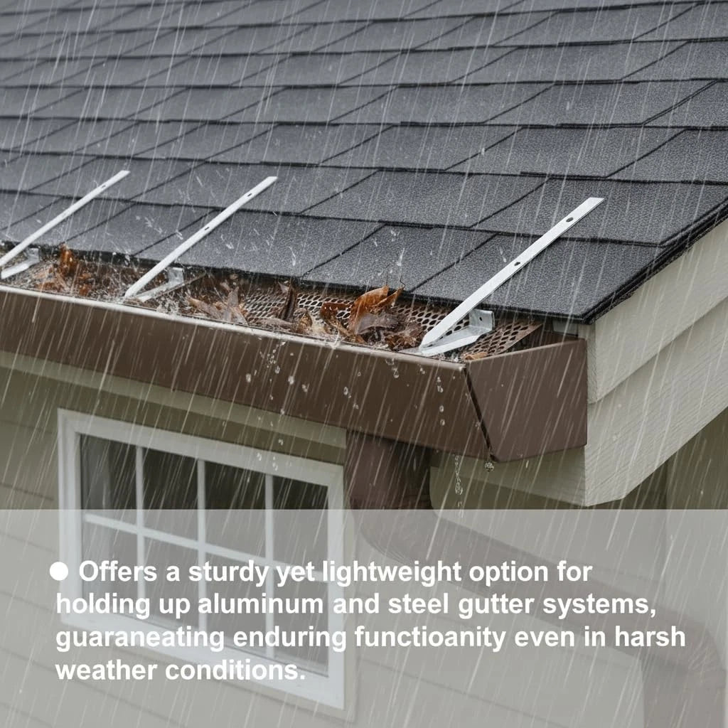 30 Sets 6" Aluminum Roof Gutter Hangers Clips with Straps for...