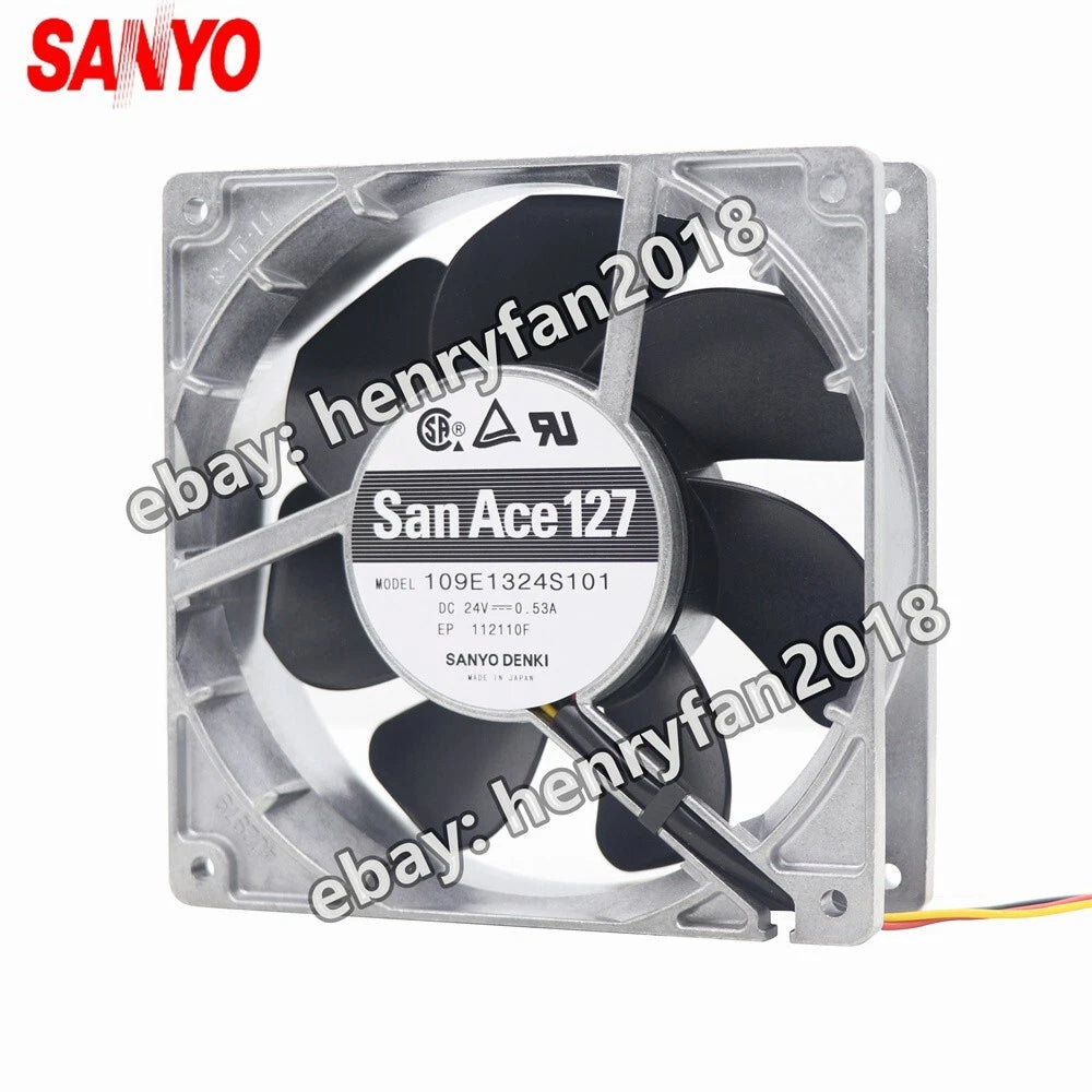 SANYO Denki 109E1324S101 SanAce Fan DC 24V 0.53A 127*127*38MM 3-wire Cooling Fan