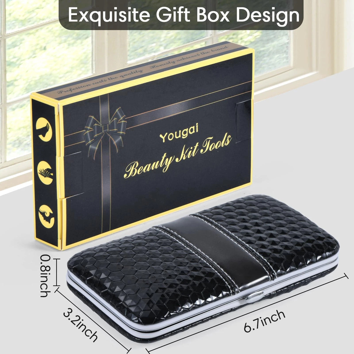 Yougai Nail Clippers Set - 18 Pcs Professional Manicure 18 Piece Set, Black