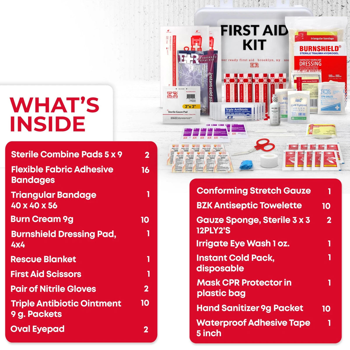 10 Person First Aid Kit - OSHA and ANSI Class A Compliant, Fully stocked...