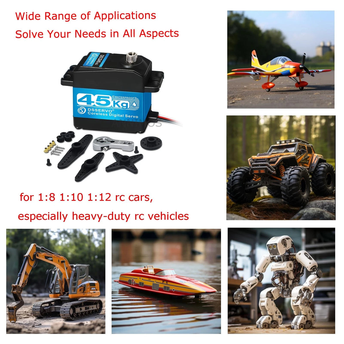 ANNIMOS 45KG High Torque Servo 8.4V Coreless RC Steering 45KG-270°