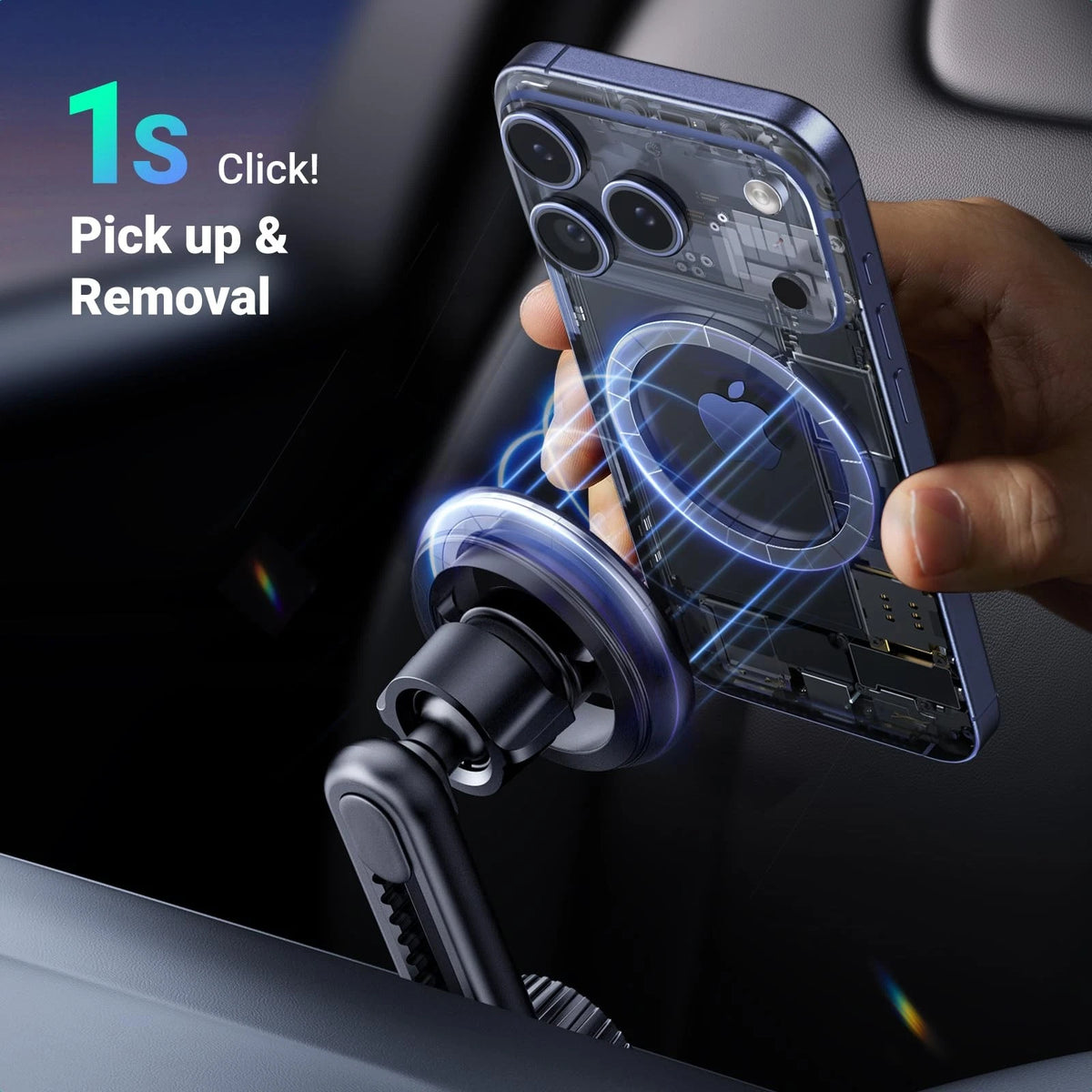 UGREEN Magnetic Phone Mount for Car Compatible Magsafe, 0.5 liters, Black